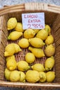 Ecological lemons in a wicker basket.