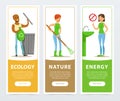 Ecological lifestyle banners with active people