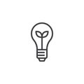 Ecological light bulb outline icon