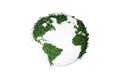 Ecological map of the world consisting of green grass and tropical leaves. Concept of recycling garbage, air purification. modern