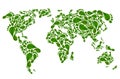 Ecological map of the world in green foot print,