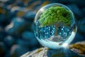 Ecological message tree within crystal ball, connecting nature and future Royalty Free Stock Photo