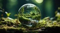 Ecological nature concept. Reflection of the earth in a drop of water. Background. AI Generated Royalty Free Stock Photo