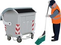 Ecological operator who cleans with dumpster