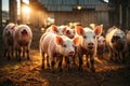 Ecological pigs and piglets at the domestic farm Pig. ai generative Royalty Free Stock Photo