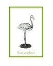 Ecological product concept, flamingo like tree on white background, green eco product idea, eco production,