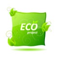 Ecological project concept with green leaves and shadow