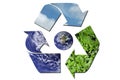 Ecological recycle sign surrounding Earth Royalty Free Stock Photo