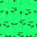 Ecological seamless vector pattern. Young sprouts on a green background