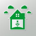 Ecological symbol of a green home socket or green logo. Green clouds, vector illustrations