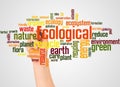 Ecological word cloud and hand with marker concept Royalty Free Stock Photo