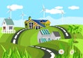 Ecologically clean houses in green hills clean green invironment, countryside,