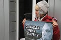 The ecologist Evgenia Chirikova on picket in support of the arrested ecologist Suren Gazaryan