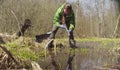 Ecologist getting samples of the water