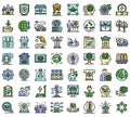 Ecologist icons set line color vector