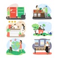 Ecologist, male and female character set, flat vector isolated illustration. Save planet, environment protection.