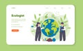 Ecologist taking care of Earth and nature web banner or landing page