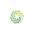 ecology arrows hexagon round logo vector icon symbol