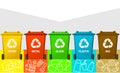 Waste segregation background with recycle bins