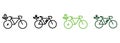 Ecology Bicycle on Electric Power with Plug and Leaf Line and Silhouette Icon Color Set. Eco Electricity City Royalty Free Stock Photo