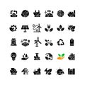 Ecology black glyph icons set on white space Royalty Free Stock Photo