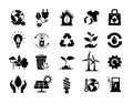 Ecology black icons set