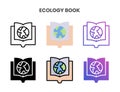 Ecology Book icons set with different styles.