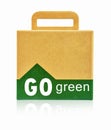 Ecology Box Bag for Take away with GO green text isolated on a white background. Environment concepts Royalty Free Stock Photo