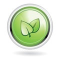 Ecology button - green leaves