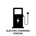 Ecology Charge for EV Glyph Black Silhouette Icon. Vehicle Electric Charger Station Pictogram. Eco Friendly Charger