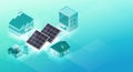 Ecology city solar cell 3d isometric