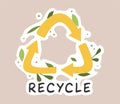 Ecology colorful sticker. Trendy slogan to save the planet. Eco friendly tools, zero waste concept, environmental