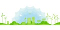 Ecology concept.Alternative renewable energy.Electric Car and Green eco city background.Environment conservation resource