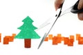Ecology concept: cutting the last tree Royalty Free Stock Photo