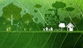 Ecology concept design on fresh green leaf background Royalty Free Stock Photo