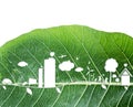 Ecology concept design on fresh green leaf background