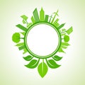 Ecology concept -eco cityscape with leaf around the circle