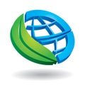 Ecology concept - globe and leaf Royalty Free Stock Photo