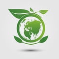 Ecology concept,green eco power plug with green earth. illustrator Royalty Free Stock Photo