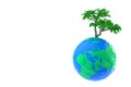 Ecology Concept. Green Tree over Plasticine Clay Earth Globe. 3d Rendering Royalty Free Stock Photo