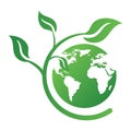 Ecology concept icon with earth and leaves. Recycle logo. Vector illustration for any design