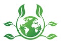 Ecology concept icon with earth and leaves. Recycle logo. Vector illustration for any design Royalty Free Stock Photo