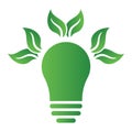 Ecology concept with light bulb and leaves. Save energy icon sign symbol. Recycle logo. Vector illustration for any design Royalty Free Stock Photo