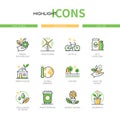 Ecology concept - line design style icons set