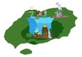 Ecology concept, little people prepare for the day of the Earth, save the planet, save energy