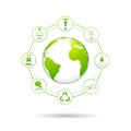 Ecology concept with renewable energy icons for world environment day and sustainable development concept Royalty Free Stock Photo