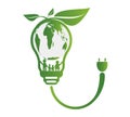 Ecology concept,the world is in the energy saving light bulb green,vector illustration Royalty Free Stock Photo