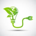 Ecology concept,the world is in the energy saving light bulb green,vector illustration Royalty Free Stock Photo