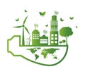 Ecology concept,the world is in the energy saving light bulb green,vector illustration Royalty Free Stock Photo