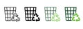 Ecology Dustbin for Garbage Line and Silhouette Icon Color Set. Recycling Eco Bin. Recycle Grid Basket Symbol Royalty Free Stock Photo